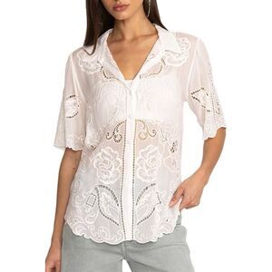 Johnny Was Chryssie Button Up Blouse | White in Large